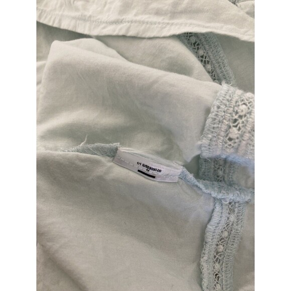 Old Navy Blouse Mint Pale Blue Women Medium Eyelet Peasant Boho Summer Short Slv - Picture 3 of 6